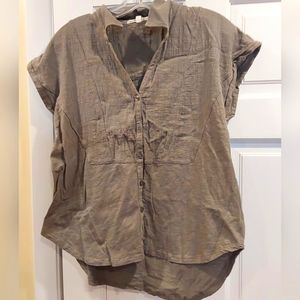 Mesh + Lace Button up short sleeve tunic size L